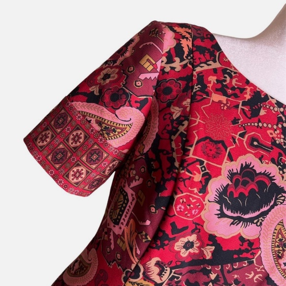 Talbots Red Paisley Floral Pencil Dress Size 12 lined - Picture 6 of 6